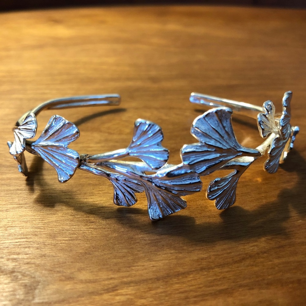 Novica Sterling Silver Ginkgo Leaf Cuff Bracelet